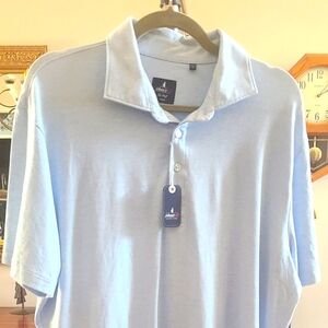 johnnie-O Blue Polo Shirt Classic Collar Soft Fabric